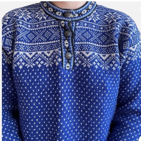 Vintage L.L. Bean FairIsle Nordic Birdseye Wool Sweater - Picture 3 of 13